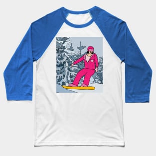 Skier Snow Mountains Extreme Sport Baseball T-Shirt